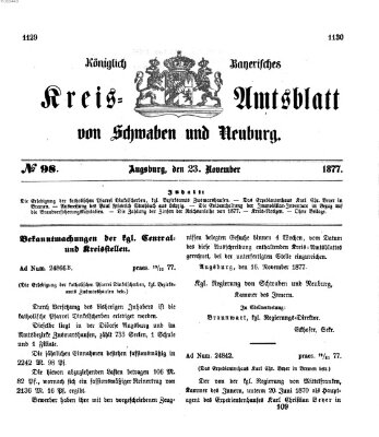 Königlich Bayerisches Kreis-Amtsblatt von Schwaben und Neuburg Freitag 23. November 1877