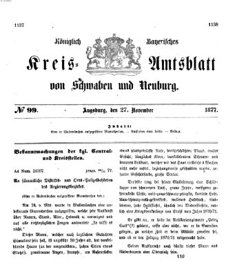 Königlich Bayerisches Kreis-Amtsblatt von Schwaben und Neuburg Dienstag 27. November 1877