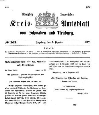 Königlich Bayerisches Kreis-Amtsblatt von Schwaben und Neuburg Freitag 7. Dezember 1877