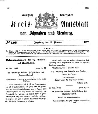 Königlich Bayerisches Kreis-Amtsblatt von Schwaben und Neuburg Dienstag 11. Dezember 1877