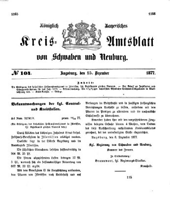 Königlich Bayerisches Kreis-Amtsblatt von Schwaben und Neuburg Samstag 15. Dezember 1877