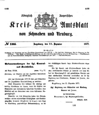 Königlich Bayerisches Kreis-Amtsblatt von Schwaben und Neuburg Dienstag 18. Dezember 1877