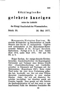 Göttingische gelehrte Anzeigen (Göttingische Zeitungen von gelehrten Sachen) Mittwoch 16. Mai 1877