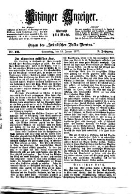 Kitzinger Anzeiger Donnerstag 18. Januar 1877