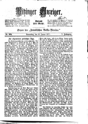 Kitzinger Anzeiger Donnerstag 25. Januar 1877