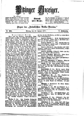 Kitzinger Anzeiger Montag 29. Januar 1877