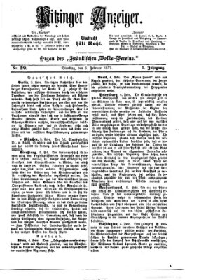 Kitzinger Anzeiger Dienstag 6. Februar 1877