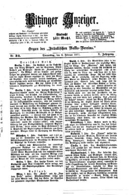 Kitzinger Anzeiger Donnerstag 8. Februar 1877