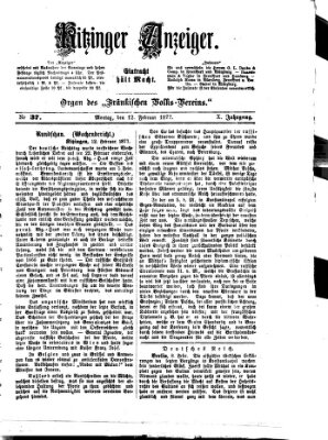 Kitzinger Anzeiger Montag 12. Februar 1877