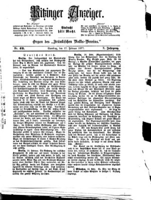 Kitzinger Anzeiger Samstag 17. Februar 1877