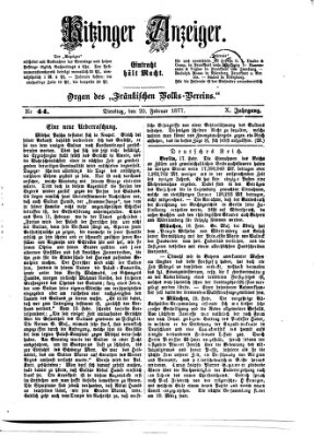 Kitzinger Anzeiger Dienstag 20. Februar 1877