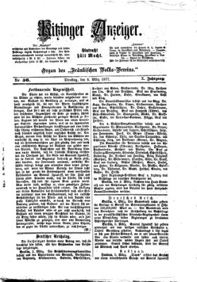 Kitzinger Anzeiger Dienstag 6. März 1877