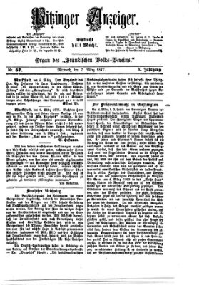 Kitzinger Anzeiger Mittwoch 7. März 1877