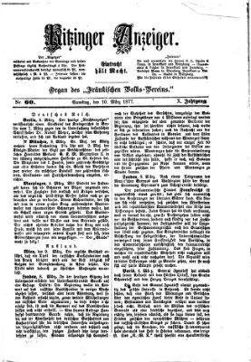 Kitzinger Anzeiger Samstag 10. März 1877