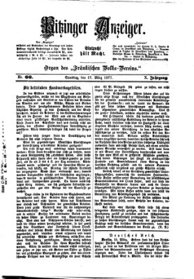 Kitzinger Anzeiger Samstag 17. März 1877