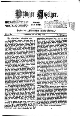 Kitzinger Anzeiger Donnerstag 22. März 1877