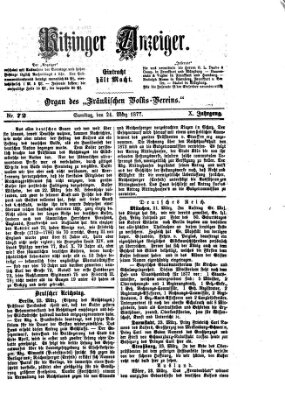 Kitzinger Anzeiger Samstag 24. März 1877