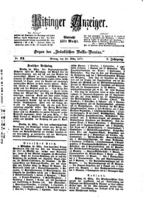 Kitzinger Anzeiger Montag 26. März 1877