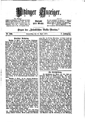 Kitzinger Anzeiger Donnerstag 12. April 1877