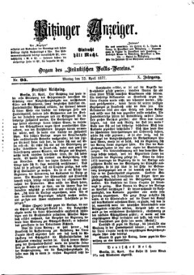 Kitzinger Anzeiger Montag 23. April 1877