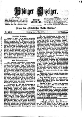 Kitzinger Anzeiger Dienstag 1. Mai 1877