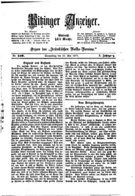 Kitzinger Anzeiger Donnerstag 10. Mai 1877