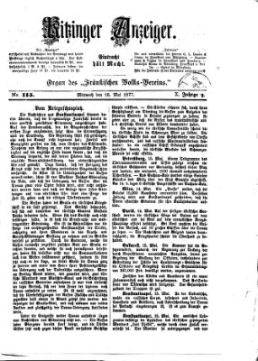 Kitzinger Anzeiger Mittwoch 16. Mai 1877