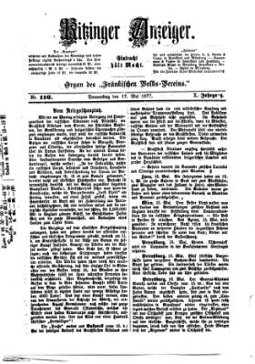 Kitzinger Anzeiger Donnerstag 17. Mai 1877