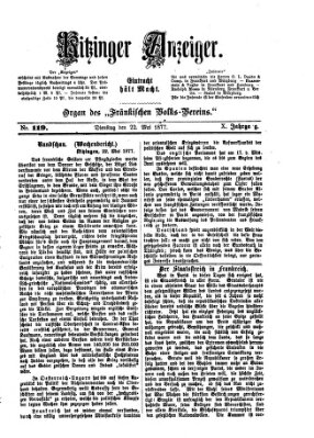 Kitzinger Anzeiger Dienstag 22. Mai 1877