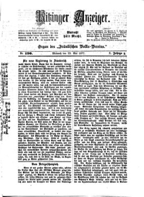 Kitzinger Anzeiger Mittwoch 23. Mai 1877