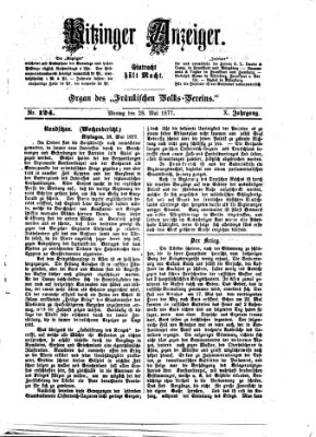 Kitzinger Anzeiger Montag 28. Mai 1877