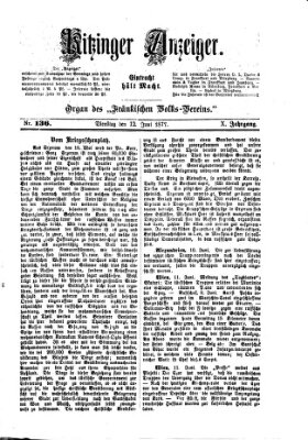 Kitzinger Anzeiger Dienstag 12. Juni 1877