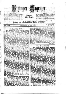 Kitzinger Anzeiger Samstag 16. Juni 1877