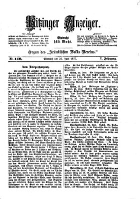 Kitzinger Anzeiger Mittwoch 27. Juni 1877