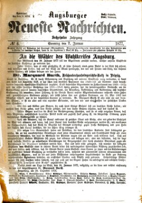 Augsburger neueste Nachrichten Sonntag 7. Januar 1877