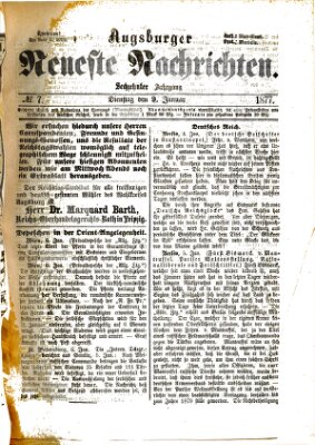 Augsburger neueste Nachrichten Dienstag 9. Januar 1877