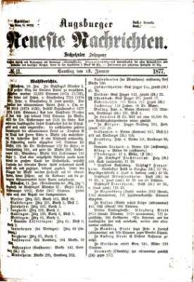 Augsburger neueste Nachrichten Samstag 13. Januar 1877