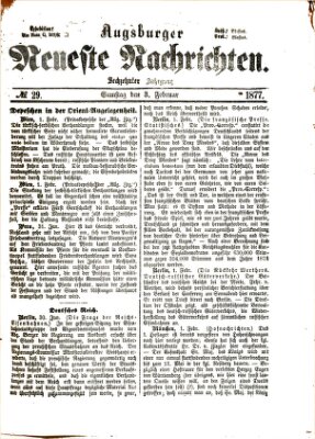 Augsburger neueste Nachrichten Samstag 3. Februar 1877