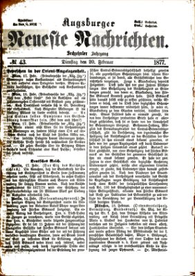 Augsburger neueste Nachrichten Dienstag 20. Februar 1877