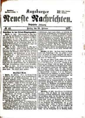 Augsburger neueste Nachrichten Freitag 23. Februar 1877