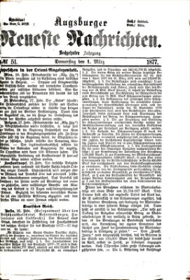 Augsburger neueste Nachrichten Donnerstag 1. März 1877