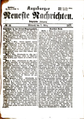 Augsburger neueste Nachrichten Mittwoch 7. März 1877