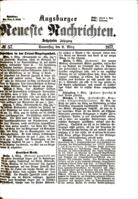 Augsburger neueste Nachrichten Donnerstag 8. März 1877