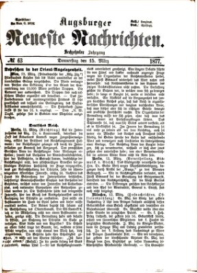 Augsburger neueste Nachrichten Donnerstag 15. März 1877