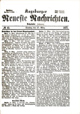 Augsburger neueste Nachrichten Samstag 17. März 1877