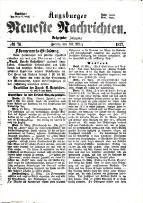 Augsburger neueste Nachrichten Freitag 30. März 1877