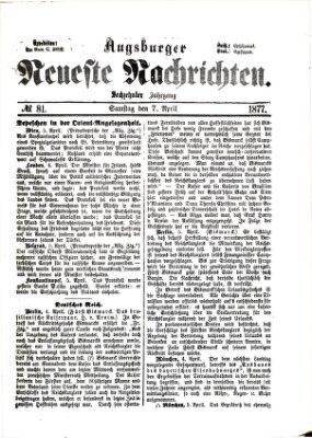 Augsburger neueste Nachrichten Samstag 7. April 1877