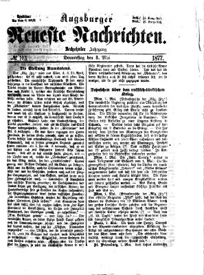 Augsburger neueste Nachrichten Donnerstag 3. Mai 1877