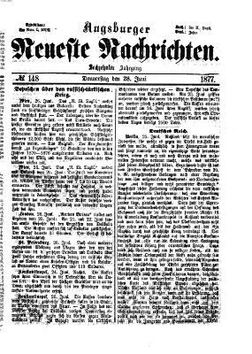 Augsburger neueste Nachrichten Donnerstag 28. Juni 1877