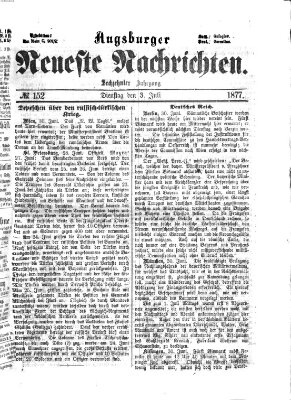 Augsburger neueste Nachrichten Dienstag 3. Juli 1877